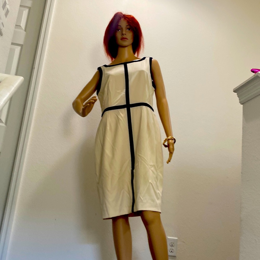 Sz 12 Ck dress.  Tan and black, no spandex.  Sales are final.